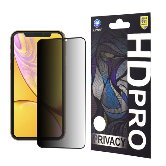 Privacy-skjermbeskyttelse Lito HD Pro for Apple iPhone 11 / XR, Herdet glass, Full lim