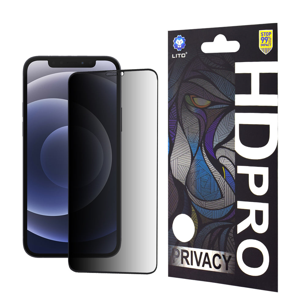 Privacy-skjermbeskyttelse Lito HD Pro for Apple iPhone 12 / 12 Pro, Herdet glass, Full lim