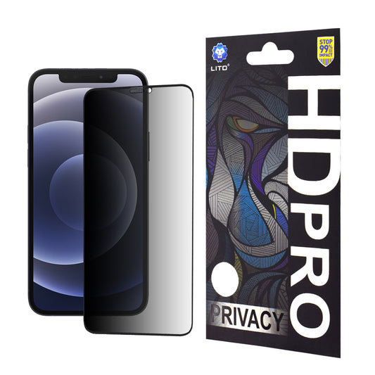 Privacy-skjermbeskyttelse Lito HD Pro for Apple iPhone 12 / 12 Pro, Herdet glass, Full lim