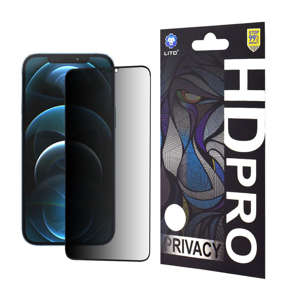 Privacy-skjermbeskyttelse Lito HD Pro for Apple iPhone 12 Pro Max, Herdet glass, Full lim