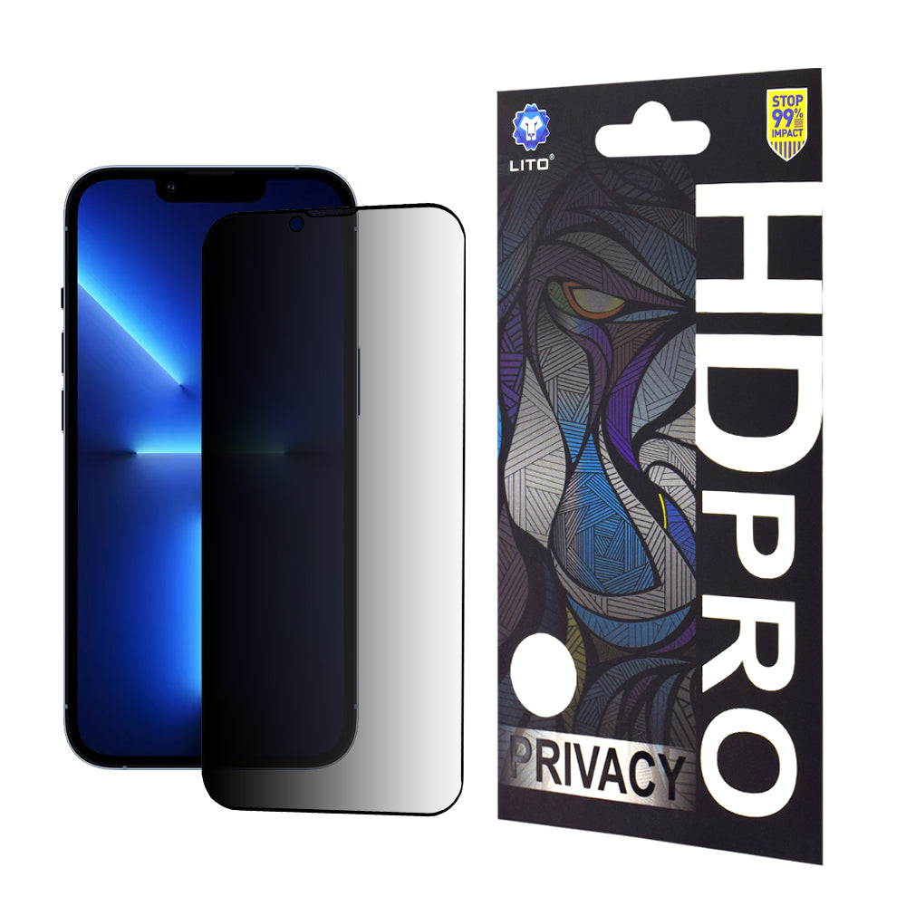 Privacy-skjermbeskyttelse Lito HD Pro for Apple iPhone 14 Plus / 13 Pro Max, Herdet glass, Full lim