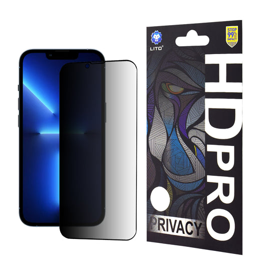 Privacy-skjermbeskyttelse Lito HD Pro for Apple iPhone 14 Plus / 13 Pro Max, Herdet glass, Full lim