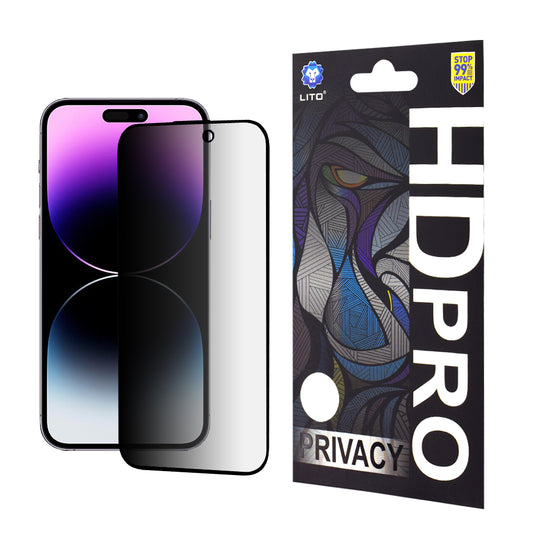 Privacy-skjermbeskyttelse Lito HD Pro for Apple iPhone 14 Pro Max, Herdet glass, Full lim