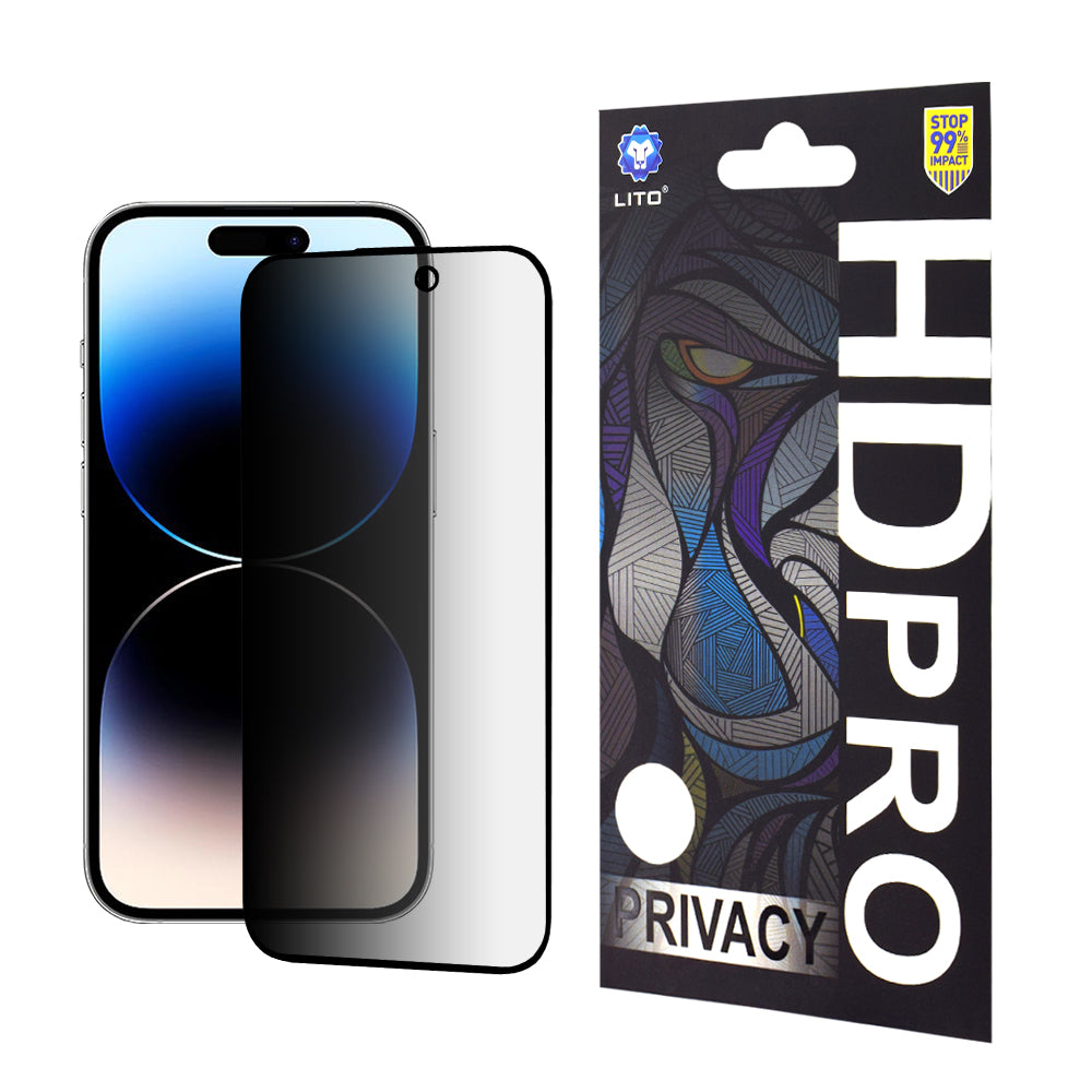Personvernsbeskyttelsesfilm Lito HD Pro for Apple iPhone 14 Pro, Herdet glass, Full lim