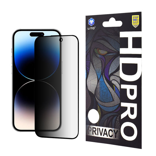 Personvernsbeskyttelsesfilm Lito HD Pro for Apple iPhone 14 Pro, Herdet glass, Full lim