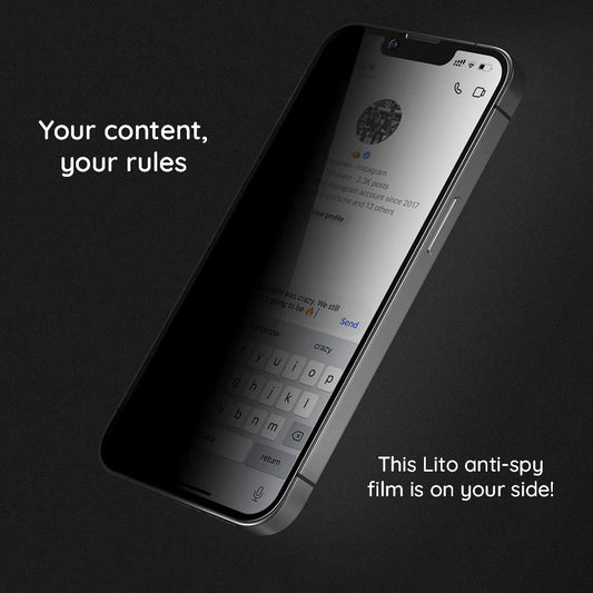 Privacy-skjermbeskyttelse Lito HD Pro for Apple iPhone 15 Plus, Herdet glass, Full lim