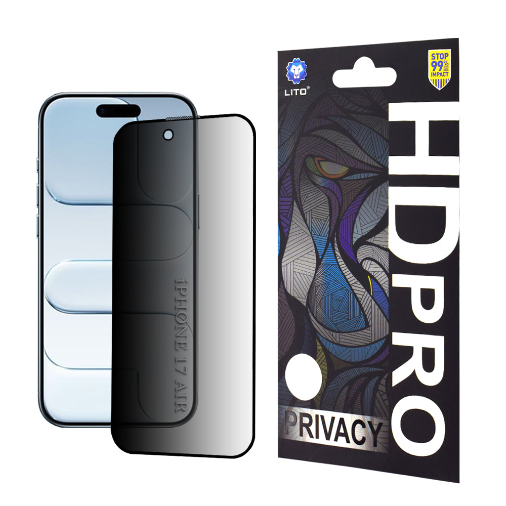Beskyttelsesfolie Ecran Privacy Lito HD Pro for Apple iPhone 17 Air, Herdet Glass, Full Lim