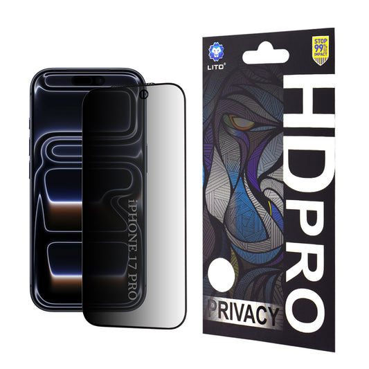 Beskyttelsesfolie Privacy Lito HD Pro for Apple iPhone 17 Pro, Herdet Glass, Full Lim
