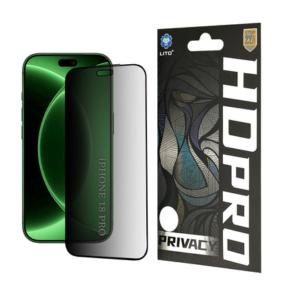 Personvernsbeskyttelsesfilm Lito HD Pro for Apple iPhone 18 Pro, Herdet glass, Full lim