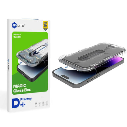 Personvernsbeskyttende skjermfolie Lito Magic Glass Box D+ Tools for Apple iPhone 14 Plus / 13 Pro Max, Herdet glass, Full lim