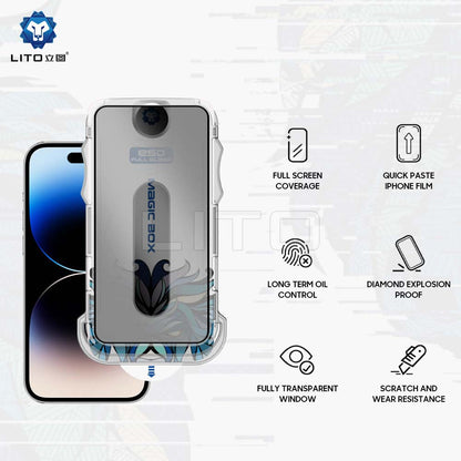 Skjermbeskyttelse Privacy Lito Magic Glass Box D+ Tools for Apple iPhone 17e / 16e / 14 / 13 Pro, Herdet glass, Full lim