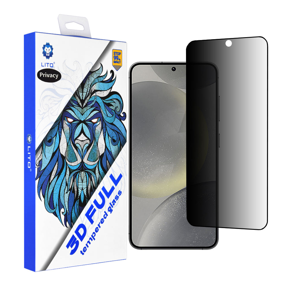 Privacy-skjermbeskyttelse Lito for Samsung Galaxy S25 S931 / S24 S921, Herdet glass, Full lim, 3D