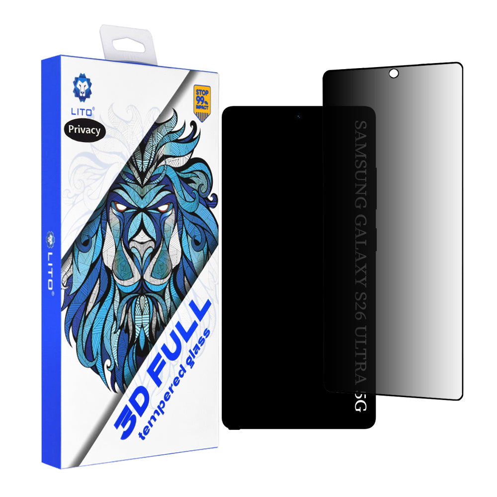 Beskyttelsesfolie Privacy Lito for Samsung Galaxy S26 Ultra, Herdet Glass, Full Lim, 3D