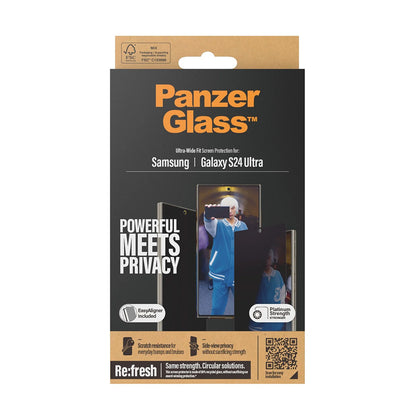 Beskyttelsesfolie Privacy PanzerGlass Ultra-Wide Fit EasyAligner for Samsung Galaxy S24 Ultra S928, Herdet Glass, Full Lim