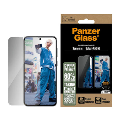 Beskyttelsesfolie Skjerm Privacy PanzerGlass Ultra-Wide Fit for Samsung Galaxy A56 A566, Herdet Glass, Full Lim