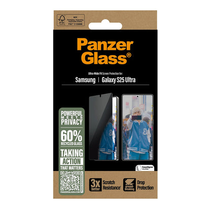 Beskyttelsesfolie Privacy PanzerGlass Ultra-Wide Fit for Samsung Galaxy S25 Ultra S938, Herdet Glass, Full Lim