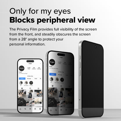 Skjermbeskytter Privacy Ringke Easy Slide for Apple iPhone 16 Plus / 15 Plus, Herdet Glass, Full Lim, Sett med 2 stykker