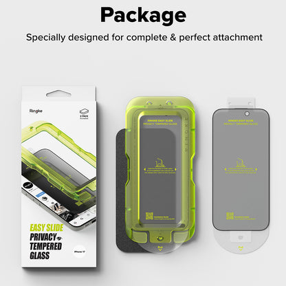 Privacy-skjermbeskyttelse Ringke Easy Slide for Apple iPhone 17 Air, Herdet glass, Full lim, Sett med 2 stk