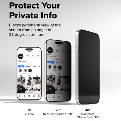 Privacy-skjermbeskyttelse Ringke Easy Slide for Apple iPhone 17, Herdet glass, Full lim, Sett med 2 stk