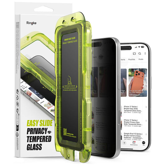 Privacy-skjermbeskyttelse Ringke Easy Slide for Apple iPhone 18 Pro Max, Herdet glass, Full lim, Sett med 2 stk