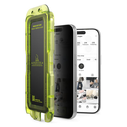 Privacy-skjermbeskyttelse Ringke Easy Slide for Apple iPhone 18 Pro Max, Herdet glass, Full lim, Sett med 2 stk