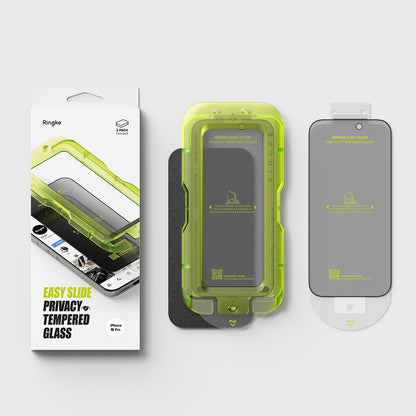 Privacy-skjermbeskyttelse Ringke Easy Slide for Apple iPhone 18 Pro Max, Herdet glass, Full lim, Sett med 2 stk