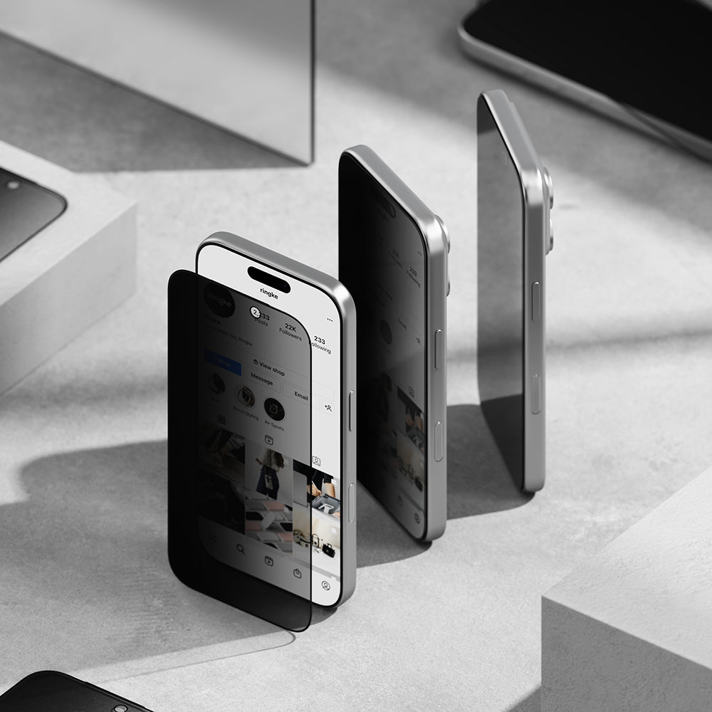 Privacy-skjermbeskyttelse Ringke Easy Slide for Apple iPhone 18 Pro, Herdet glass, Full lim, Sett med 2 stk