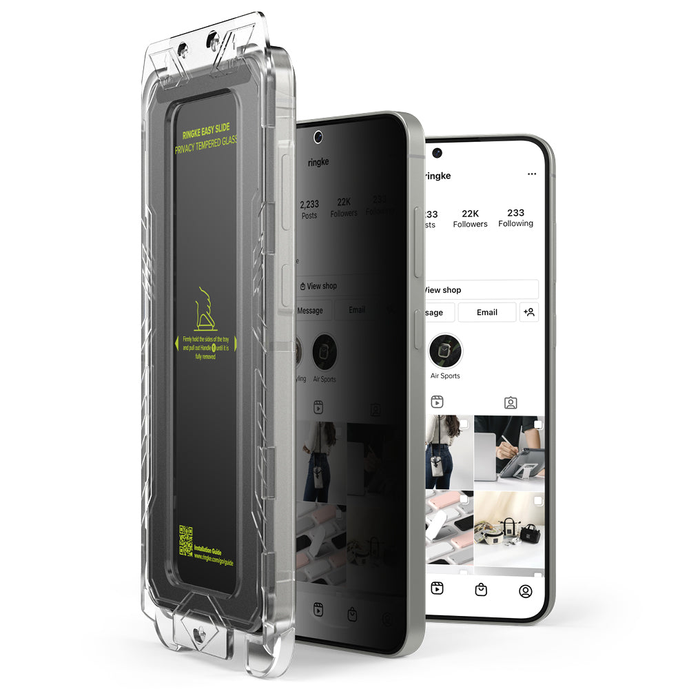 Privacy-skjermbeskyttelse Ringke Easy Slide for Samsung Galaxy S25+ S936, Herdet glass, Full lim, Sett med 2 stk