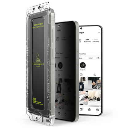 Privacy-skjermbeskyttelse Ringke Easy Slide for Samsung Galaxy S25+ S936, Herdet glass, Full lim, Sett med 2 stk