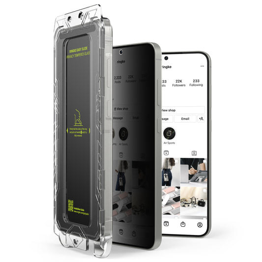 Privacy-skjermbeskyttelse Ringke Easy Slide for Samsung Galaxy S25+ S936, Herdet glass, Full lim, Sett med 2 stk