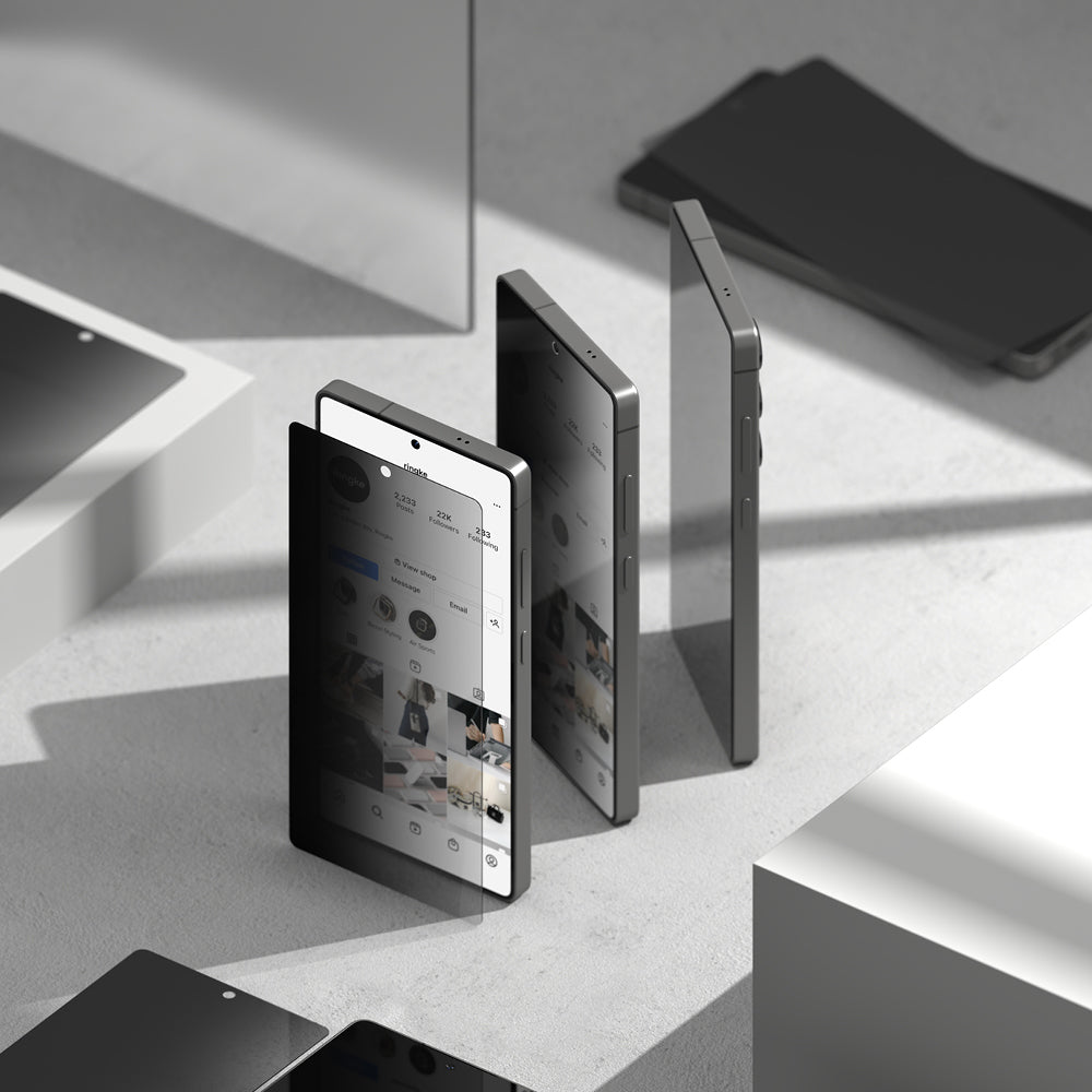 Privacy-skjermbeskyttelse Ringke Easy Slide for Samsung Galaxy S25+ S936, Herdet glass, Full lim, Sett med 2 stk