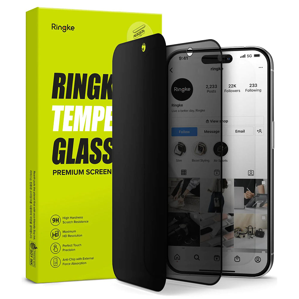 Beskyttelsesfolie Privacy Ringke for Apple iPhone 15 Pro, Herdet Glass, Full Lim