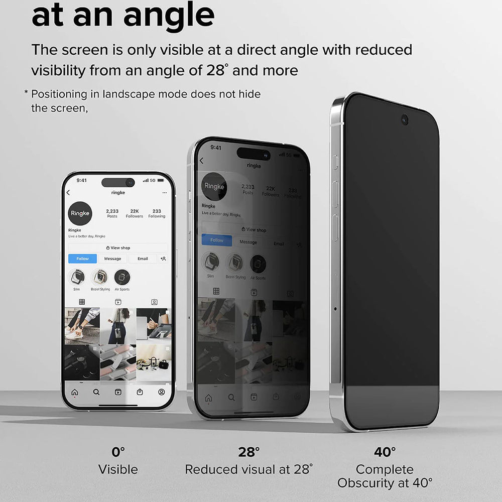 Beskyttelsesfolie Privacy Ringke for Apple iPhone 15 Pro, Herdet Glass, Full Lim