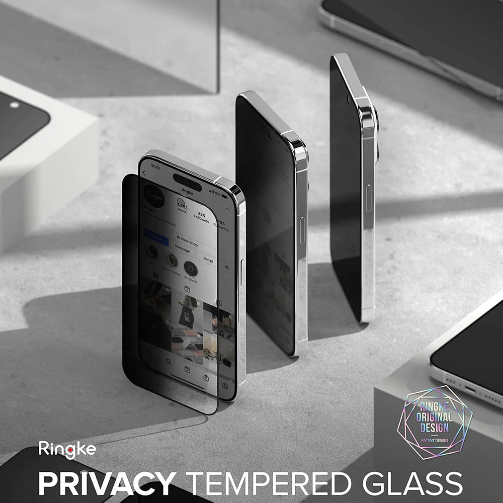 Beskyttelsesfolie Privacy Ringke for Apple iPhone 15 Pro, Herdet Glass, Full Lim