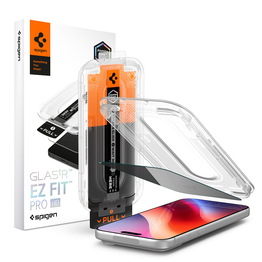 Personvernsbeskyttende skjermfolie Spigen GlastR EZ FIT Pro HD for Apple iPhone 18 Pro Max, Herdet glass, Full lim AGL12034