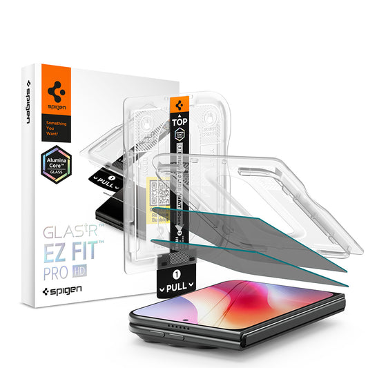 Skjermbeskyttelse Utvendig Privacy Spigen GlastR EZ FIT Pro HD for Apple iPhone Duo, Herdet Glass, Full Lim, Sett med 2 stk AGL12015