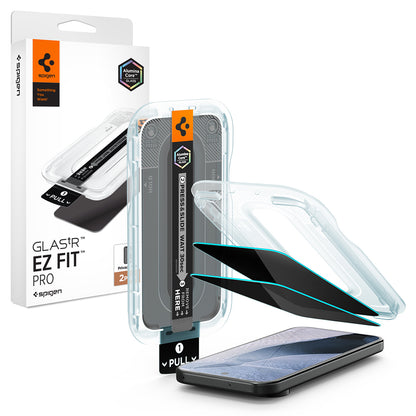 Personvernsbeskyttende skjermbeskytter Spigen GlastR EZ FIT Pro for Google Pixel 11 / 10, Herdet glass, Full lim, Sett med 2 stk AGL11546