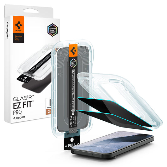 Skjermbeskyttelse Privacy Spigen GlastR EZ FIT Pro for Google Pixel 11 Pro / 10 Pro, Herdet glass, Full lim, Sett med 2 stk AGL11481