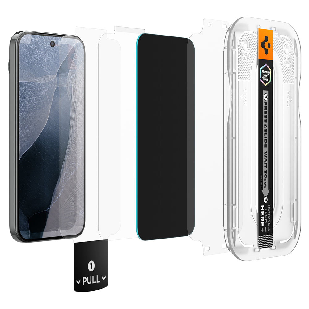 Skjermbeskyttelse Privacy Spigen GlastR EZ FIT Pro for Google Pixel 11 Pro / 10 Pro, Herdet glass, Full lim, Sett med 2 stk AGL11481