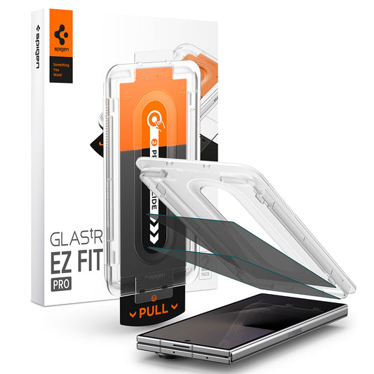 Beskyttelsesfilm for utvendig skjerm Privacy Spigen GlastR EZ FIT Pro for Samsung Galaxy Z Fold8 Ultra F976, Herdet glass, Full lim, Sett med 2 stk