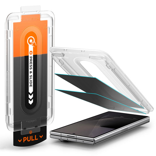 Beskyttelsesfilm for utvendig skjerm Privacy Spigen GlastR EZ FIT Pro for Samsung Galaxy Z Fold8 Ultra F976, Herdet glass, Full lim, Sett med 2 stk
