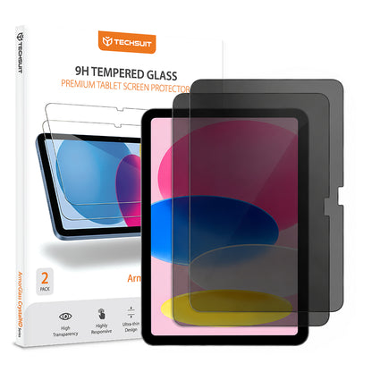 Privacy Techsuit ArmorGlass CrystalHD skjermbeskyttelse for Apple iPad (2025) / (2022), Herdet glass, Full lim, Sett med 2 stk