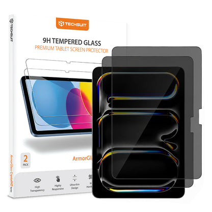 Privacy Techsuit ArmorGlass CrystalHD skjermbeskyttelse for Apple iPad Pro 11 (2024), Herdet glass, Full lim, Sett med 2 stk