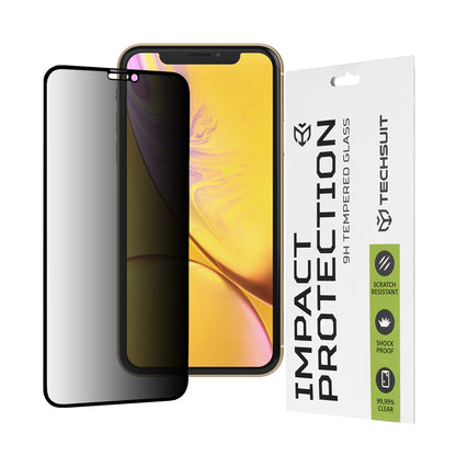 Privacy Techsuit skjermbeskyttelse for Apple iPhone 11 / XR, Herdet glass, Full lim, 111D