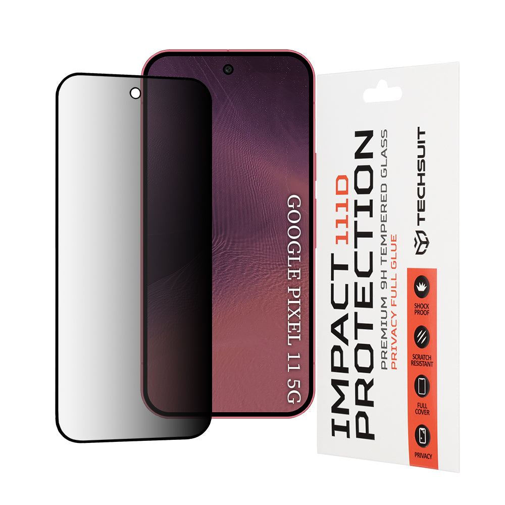 Privacy Techsuit skjermbeskyttelse for Google Pixel 11 Pro / 11, Herdet glass, Full lim, 111D