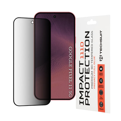 Privacy Techsuit skjermbeskyttelse for Google Pixel 11 Pro / 11, Herdet glass, Full lim, 111D