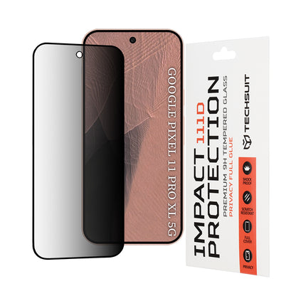 Privacy Techsuit skjermbeskyttelsesfilm for Google Pixel 11 Pro XL, Herdet glass, Full lim, 111D