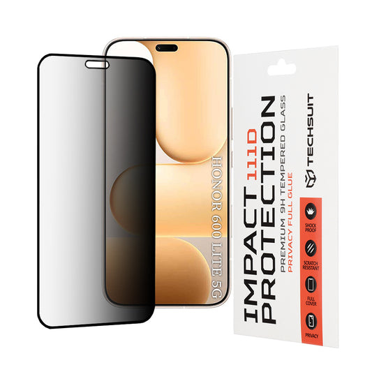 Beskyttelsesfilm Privacy Techsuit for Honor 600 Lite, Herdet glass, Full lim, 111D