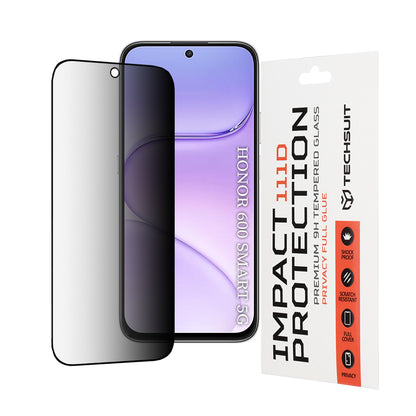 Privacy Techsuit skjermbeskyttelse for Honor 600 Smart, Herdet glass, Full lim, 111D