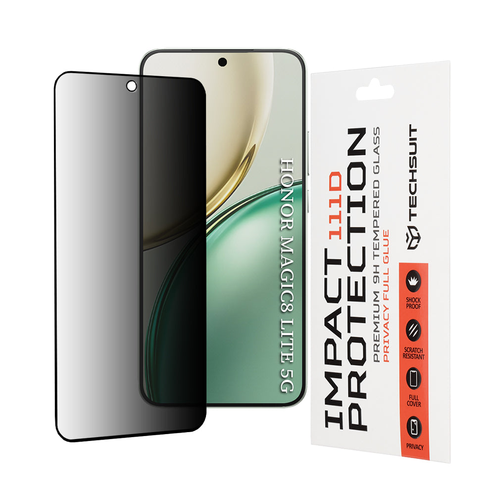 Skjermbeskyttelsesfolie Privacy Techsuit for Honor Magic8 Lite, Herdet glass, 111D